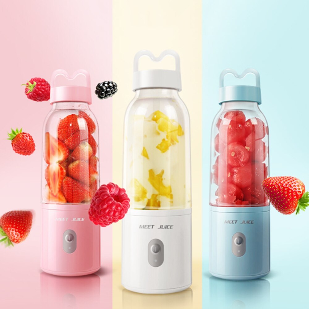 Meet Juice Mini Portable Electric Fruit Juicer Personal Juice Cup Smoothie Maker Blender Pink