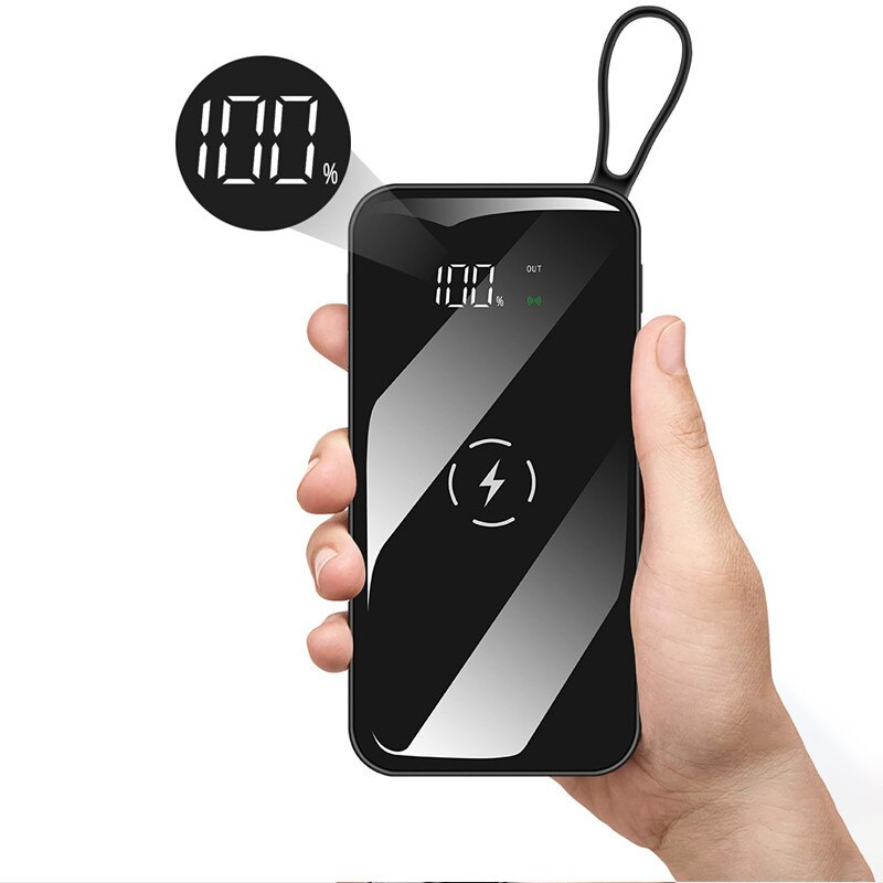 QI Wireless Power Bank 30000 MAh Large Capacity External Battery Portable Mobile Phone USB Powerbank LCD Digital Display Charger