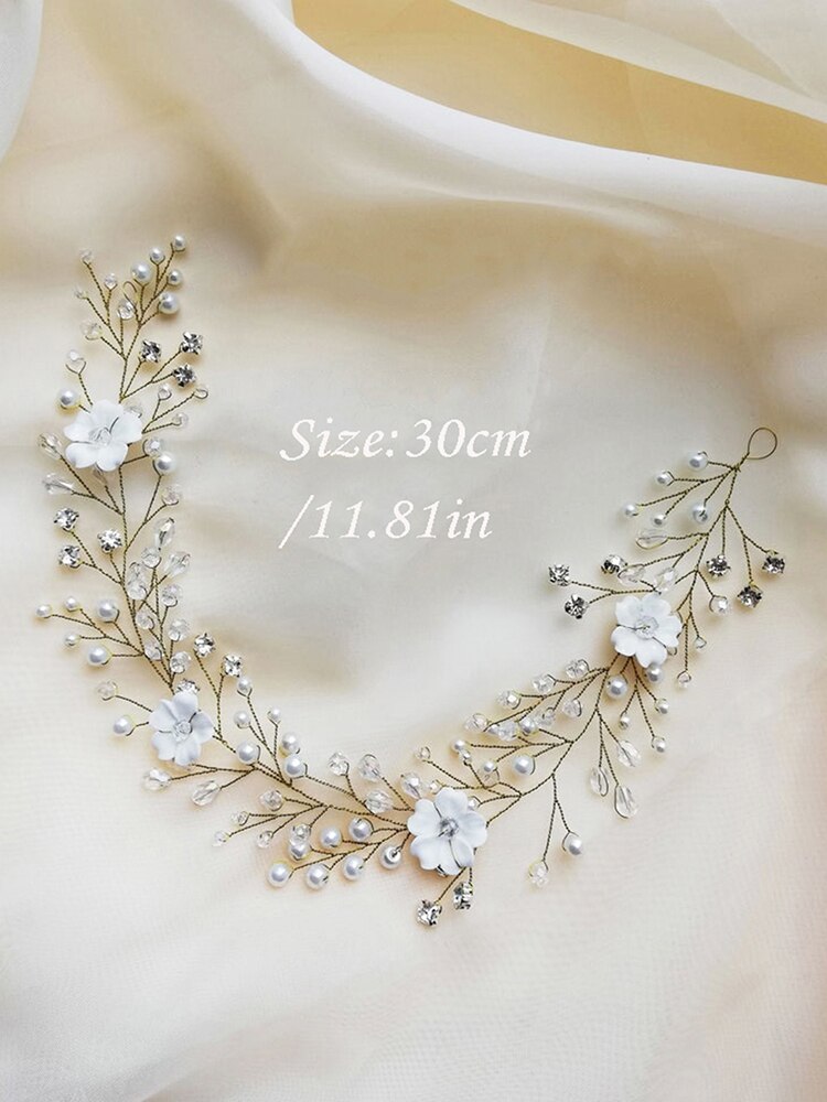 Sølv rose gull bryllup hodebånd krystall rhinestone blomst hodepynt bruden hodeplagg brude hår tilbehør ornamenter