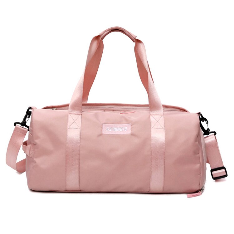 Snygg utomhus vattentät nylon sport gymväskor män kvinnor tjejer träning fitness resor handväska yoga matta väska sac sport: Rosa