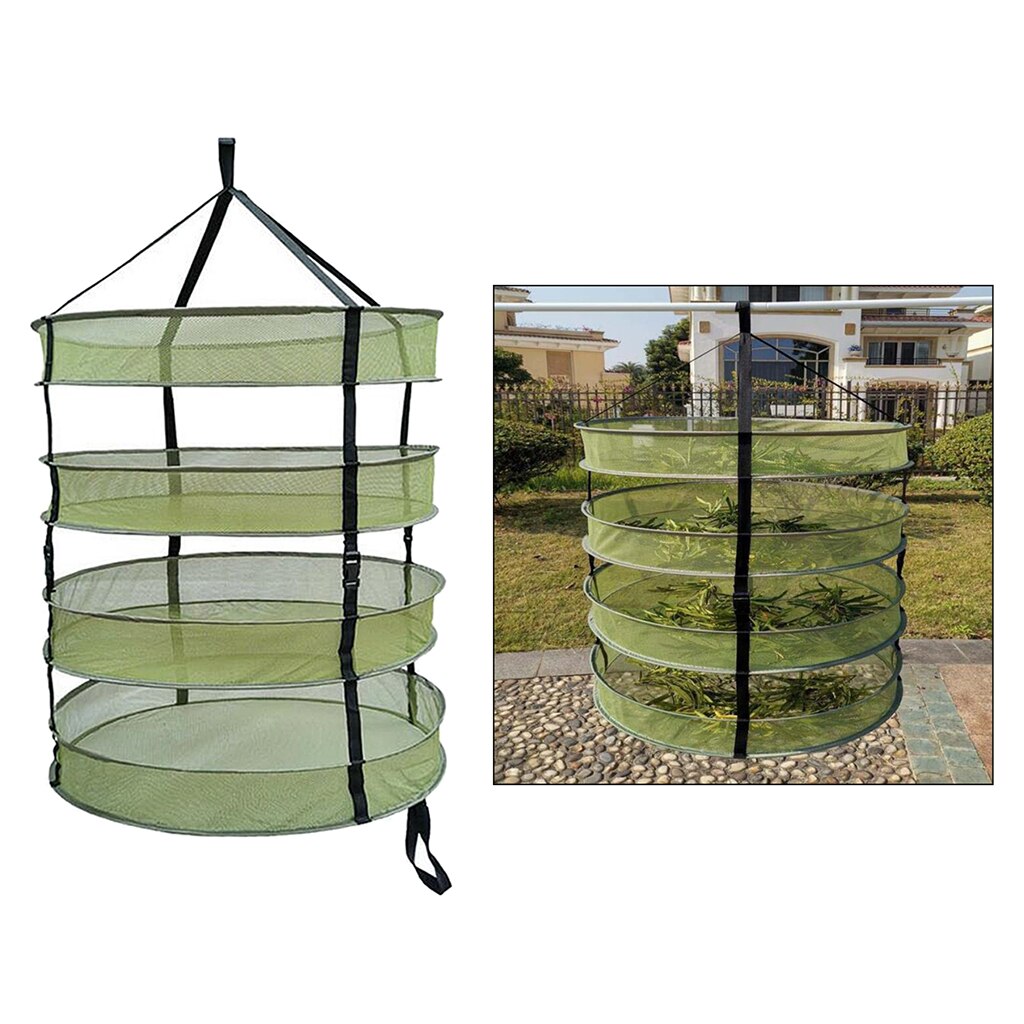 4 Layer 2ft Hanging Mesh Herb Drying Rack Net Dryer Foldable Detachable