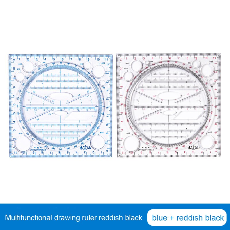 Multifunktionale Lineal Set Mathematik Geometrie Kreis Zeichnung Prüfung Winkelmesser Kreative Zeichnung Schreibwaren Herrscher Ausarbeitung Werkzeuge: Redblack and blue