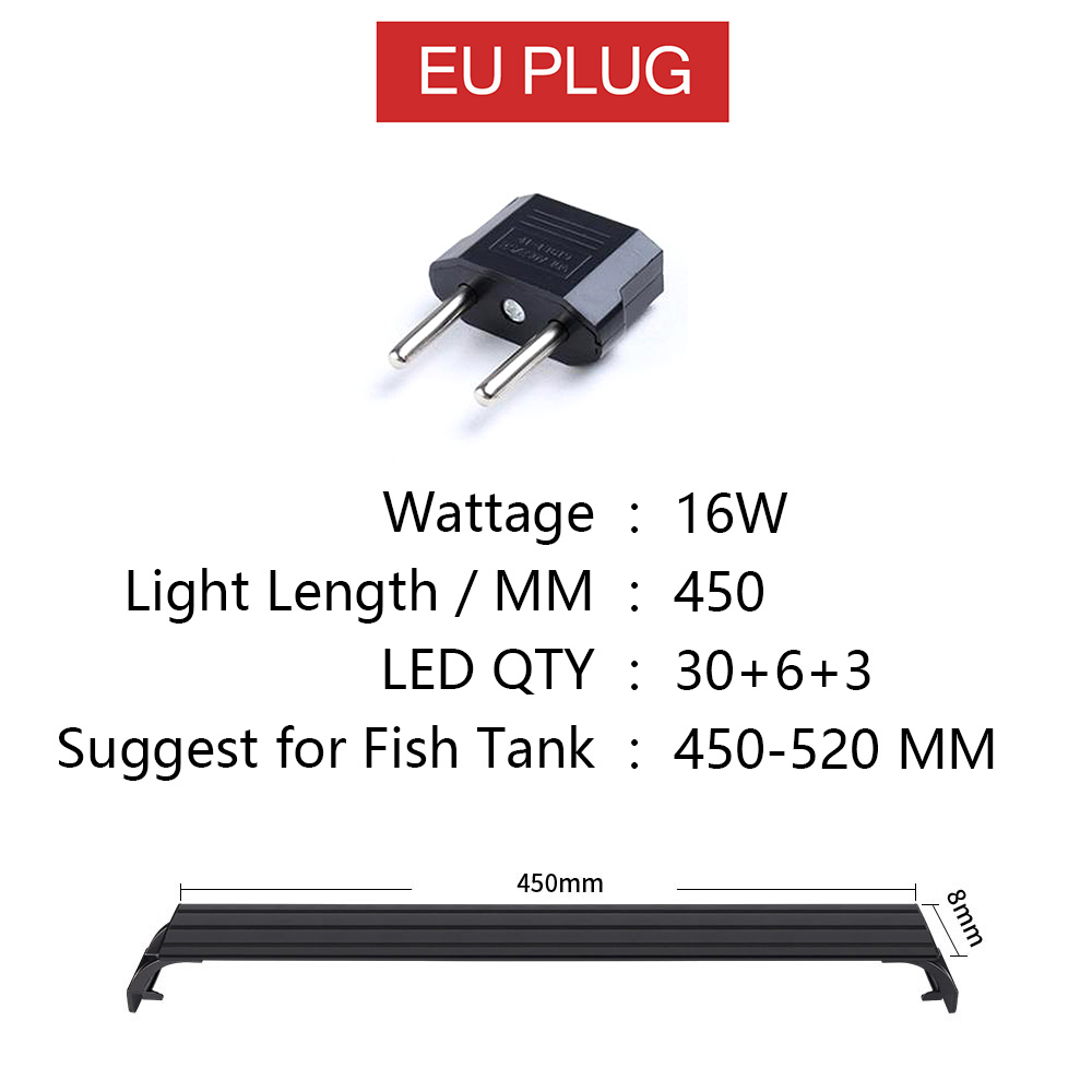 55-70cm 220-240V Aquarium LED Lighting Fish Tank Light Lamp With Extendable Brackets White and Blue LEDs Fit For Aquarium: SZD-D500-EU