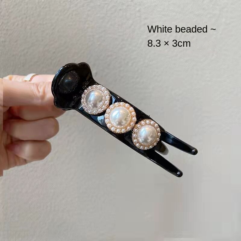 Ball Head Grab Clip Female Summer Net Red French Temperament Imitation Ceramic Flower Lazy Hair Clip Back head hair clip: Pink