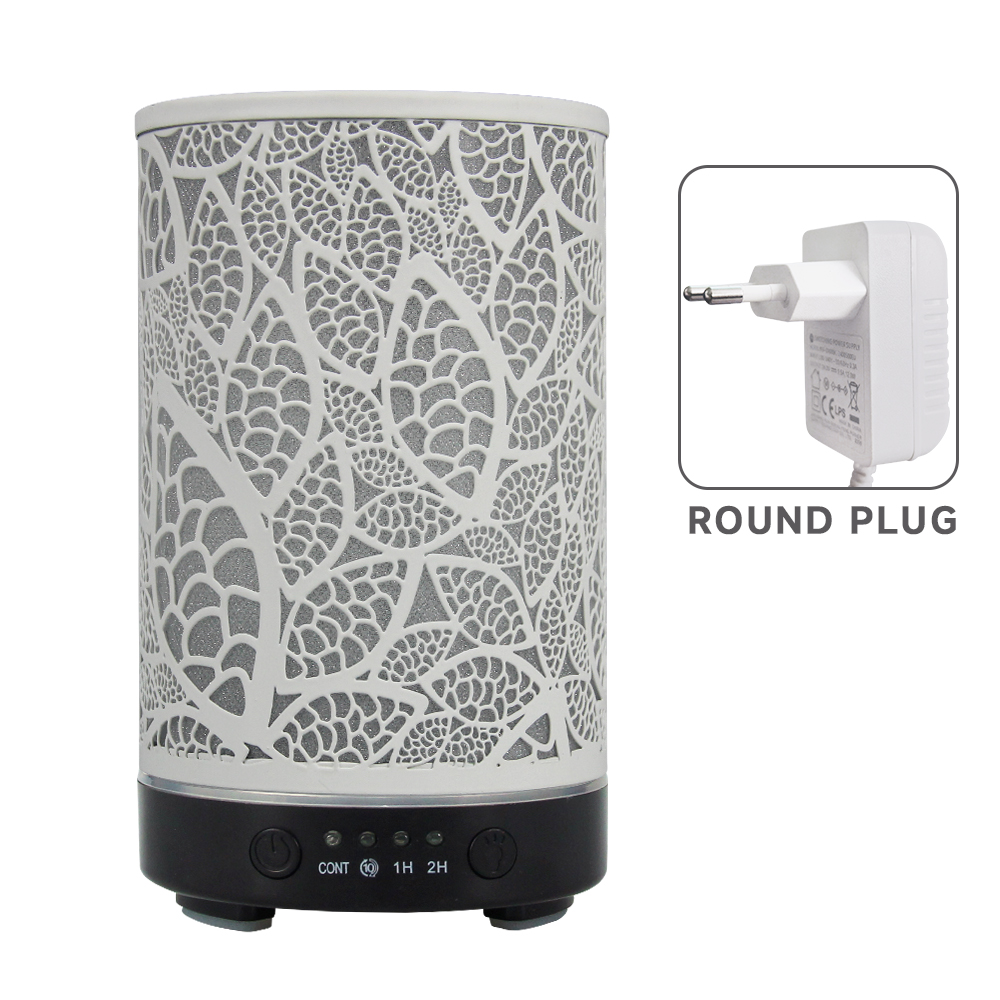 100 ml Diffusor für ätherische Öle, hohles Blatt, Ultraschall-Luftbefeuchter, Heimduft-Aroma-Diffusor mit 7 LED-Farbwechsellicht