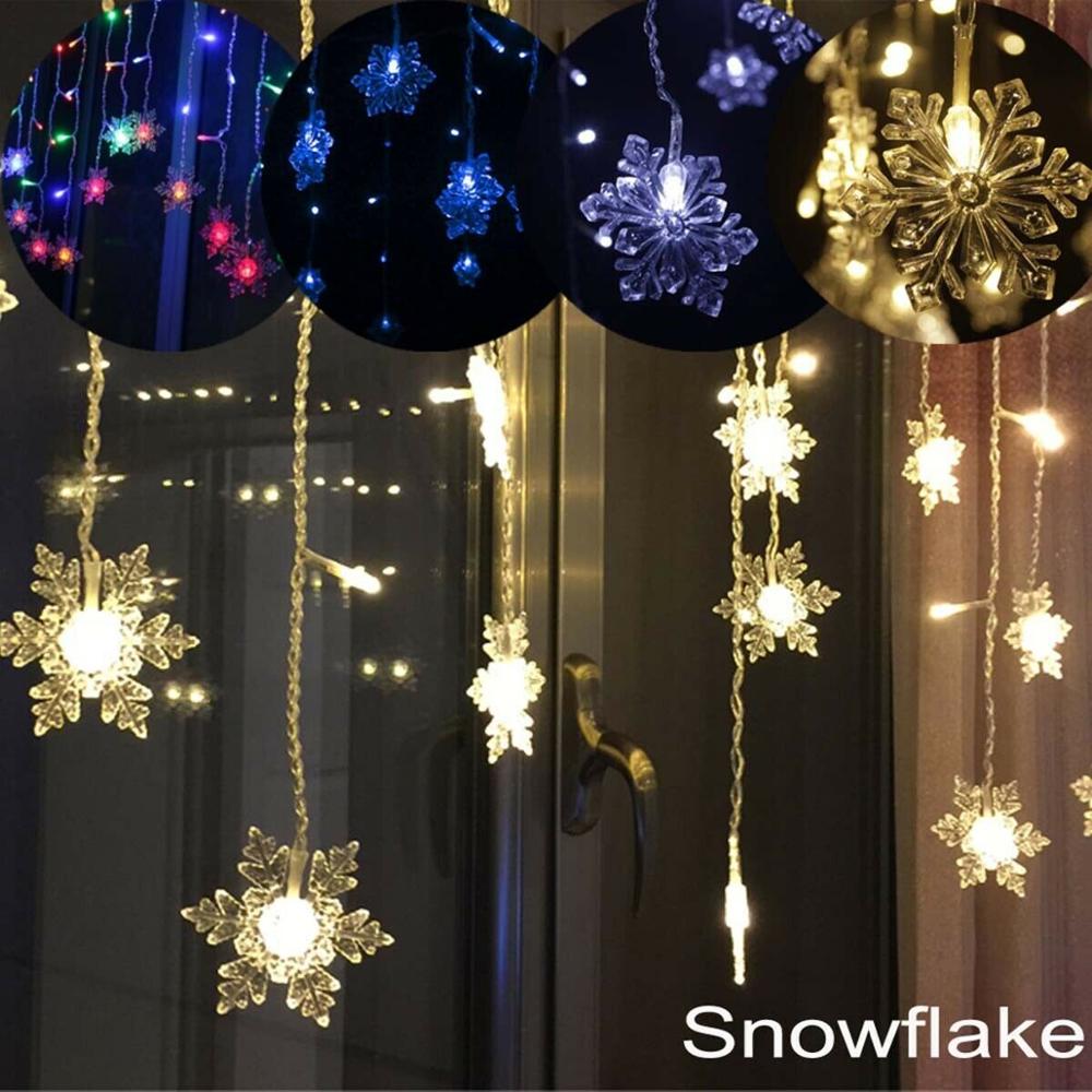 3.5m led jääpuikko 96 led verho keiju merkkijono valo lumihiutale led jouluseppele valo häihin kodin ikkunajuhlat 110v 220v
