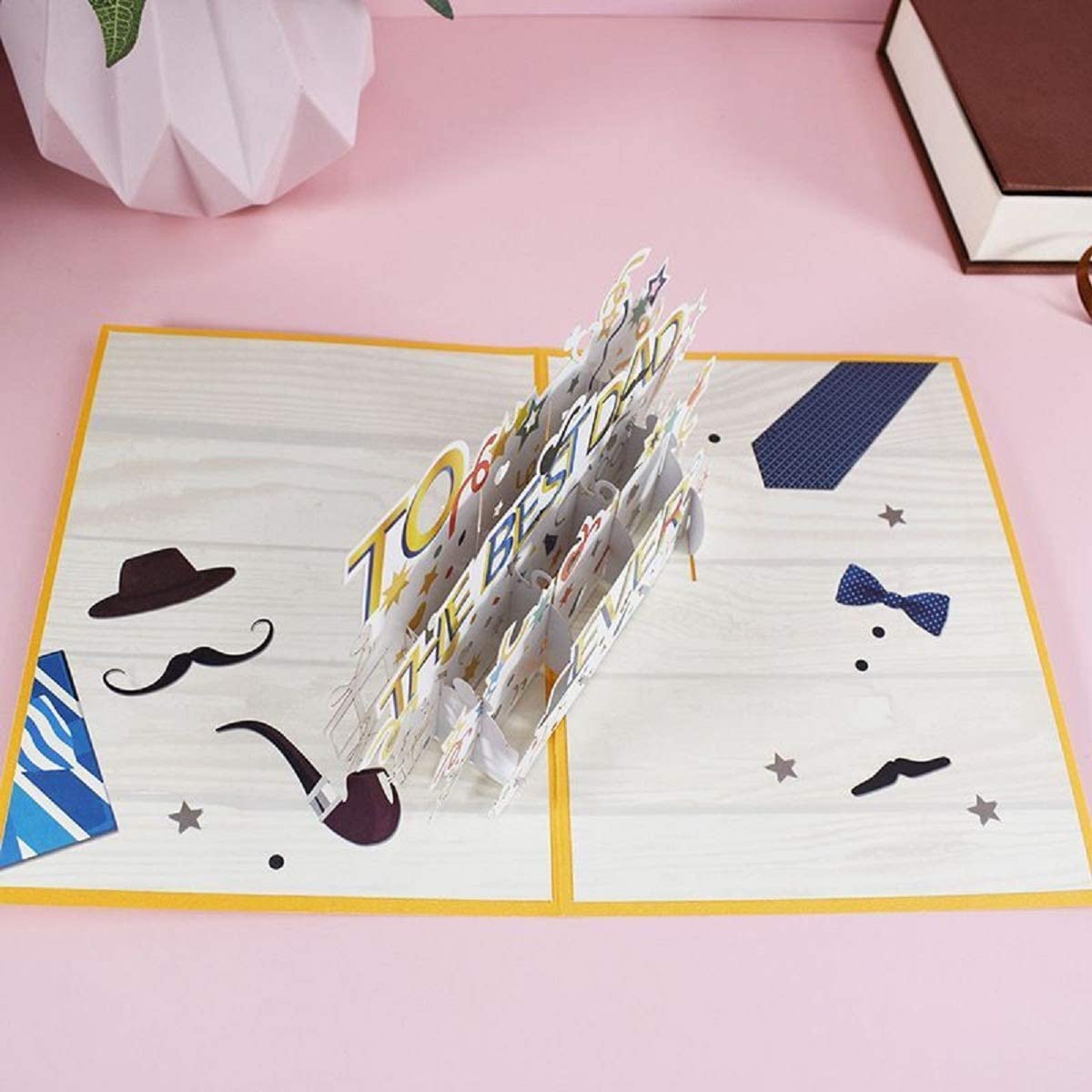 1pcs Happy Fathers Day Card 3d Pop-up Birthday Cards For Dad Handmade Greeting Card With Envelope Fathers Day