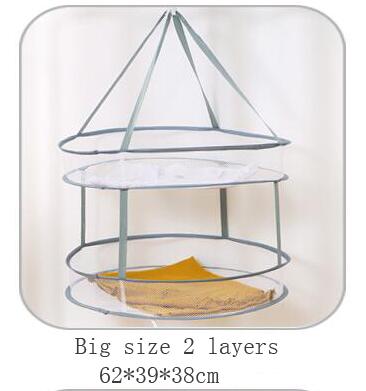 Round Clothes Dryer Laundry Basket Garment Rack Folding Hanging Sweater Drying Cloth Net Dry Rack Hanger For Underwear Socks: 0181- Big 2 layers