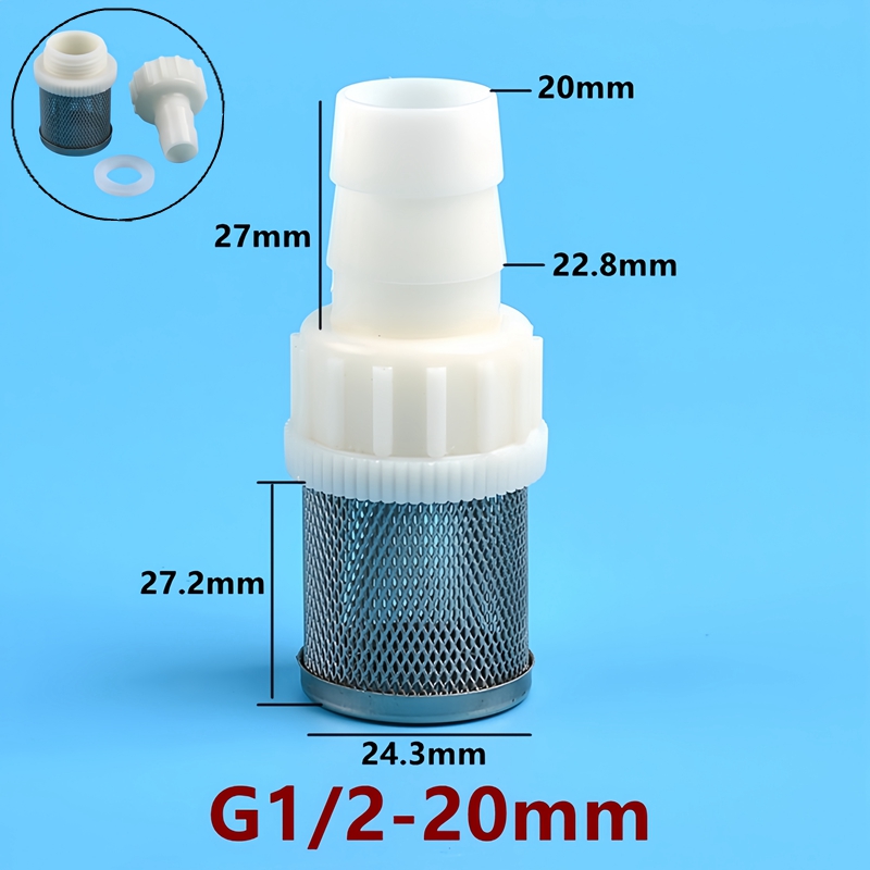 G1/2 4 ~ 20mm slangefilter dryppvanning industri landbruk vann rustfritt stål nettfilter vannpumpe innløpsfilter: Svart / 1 ''