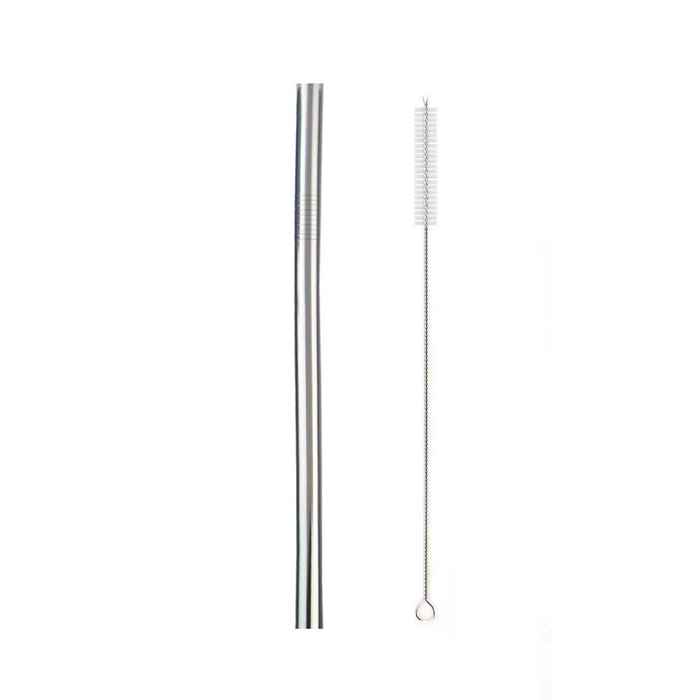 JANKNG 12mm Extra Wide Straws 10 Colors Bubble Tea Reusable Straws 304 Stainless Steel Milkshake Drinking Pink Green Straw Set: Straight Silver