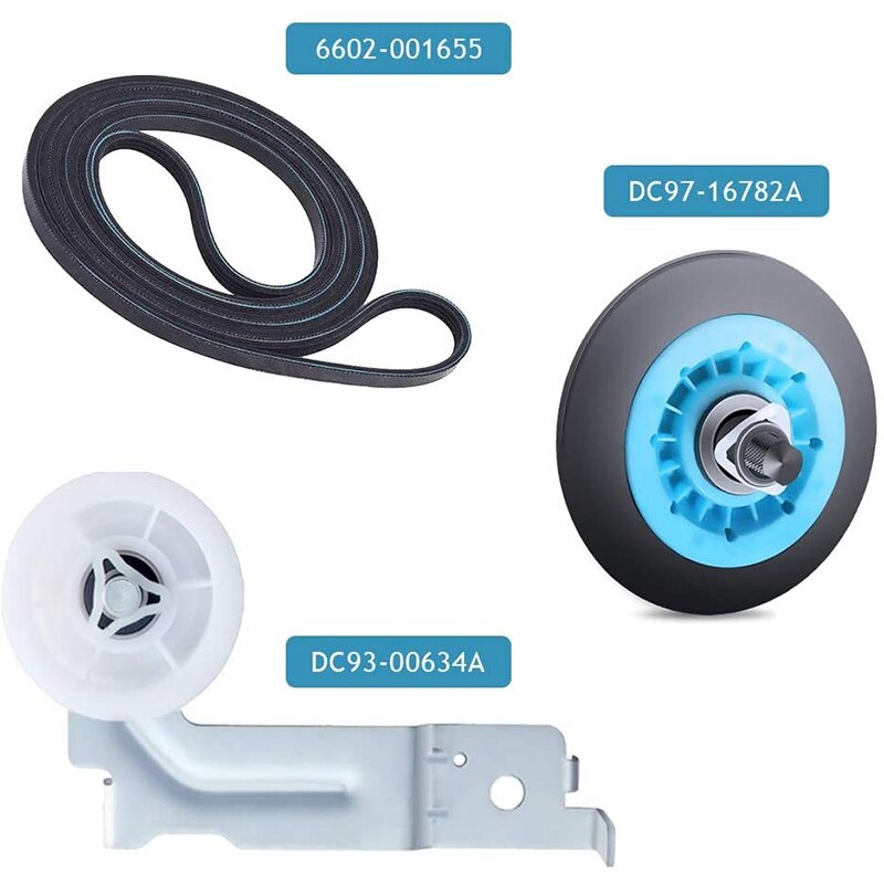Dryer Repair Kit for Samsung Dryers, DC97-16782A Drum Support Rollers, DC93-00634A Dryer Idler Pulley Replaces AP5325135