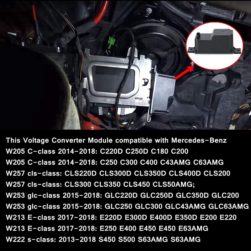 • Batteria ausiliaria del modulo convertitore di tensione per mercedes-benz classe C 205 E W205 W213 C E GLC 2.0L 2059053414