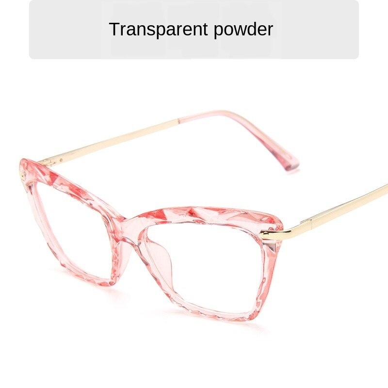 Huhaitangnew retro kattögon platt spegel händelse svart ansikte utan smink gelé färg glasögon fixering enhet: Grön