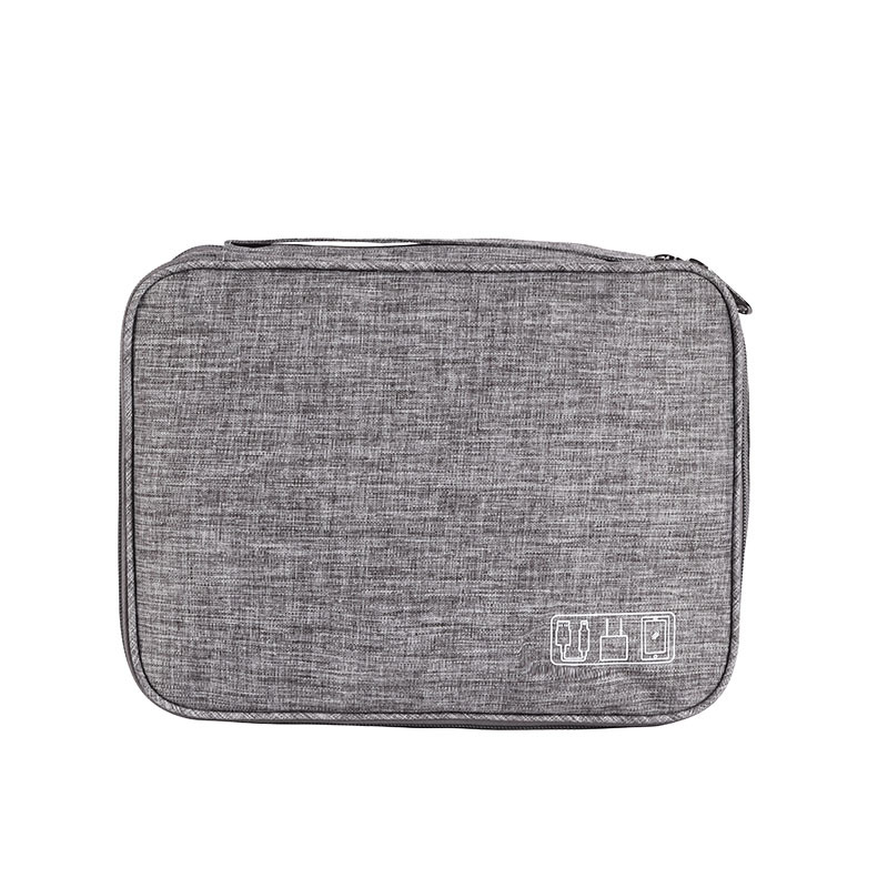 Caja organizadora de cables, Bolsa de dispositivos de viaje, discos duros, funda de almacenamiento portátil, funda protectora para iPad, Mini banco de energía: Grey