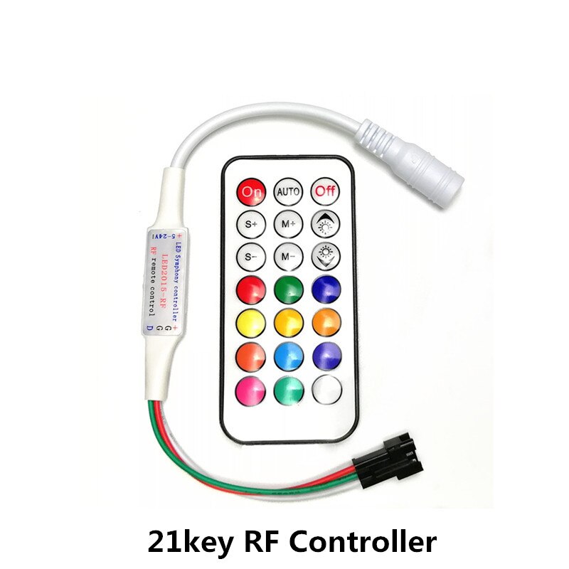 LED Pixel Strip Light Controller RF 14/17/21Keys DC For WS2811 WS2812B SK6812 1903 With Remote Controller DC5-24V: 21key RF Controller