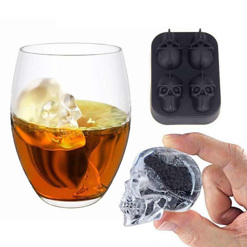 Ice Cube Maker DIY Silica Gel Gun Bullet Skull Shape Tray Mold Home Bar Party Cool Whiskey Wine Ice Cream Bar Tool
