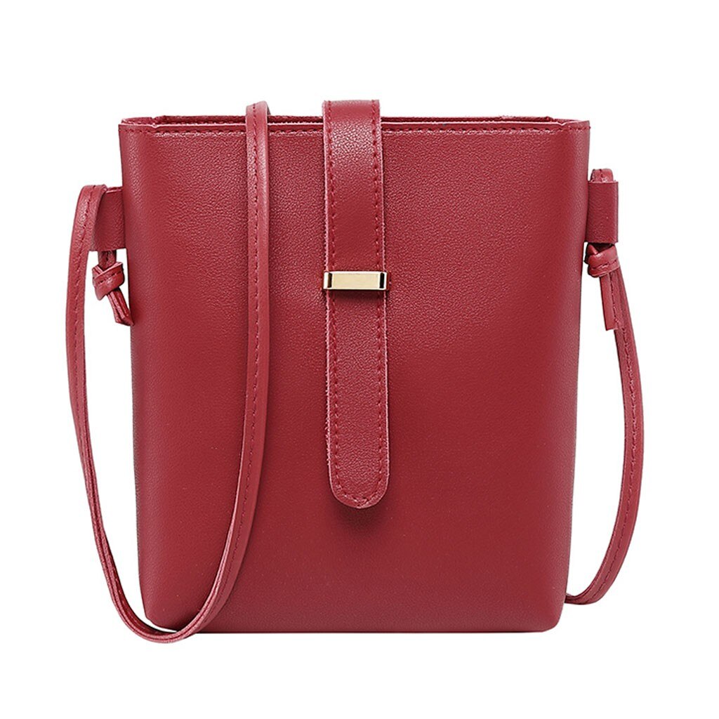 Einfache Eimer Tasche Frauen Strap Messenger Schulter Tasche Handy Handtaschen Weibliche Leder Eimer Haspe Crossbody-tasche: Rot