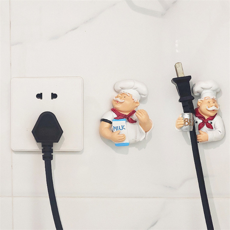 Creatieve Chef Cartoon Keuken Plug Hook Hold Cook Fat Chef Wall Decor Organizer Voor Thuis Keuken Organiseren Plug Houder