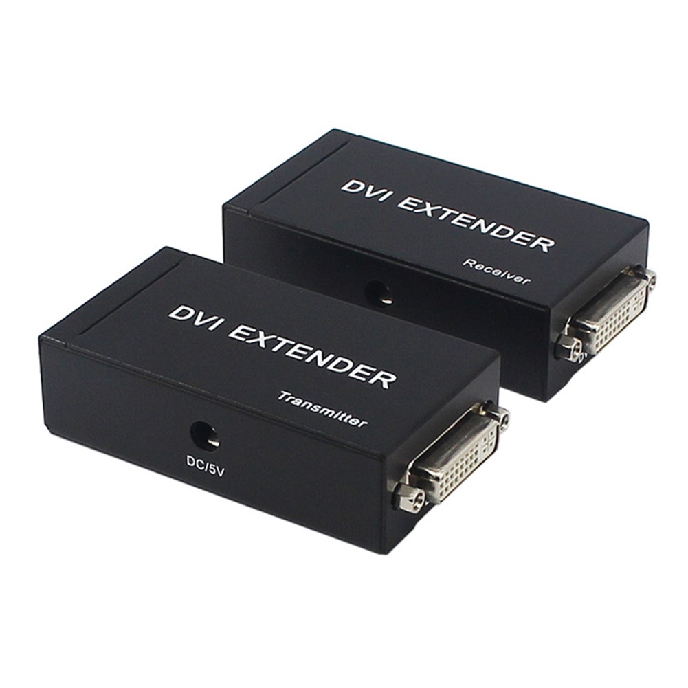 DVI Extender Adapter 60m DVI Extension Network RJ45 LAN Cat5e/Cat6 Cable FHD 1080P@60Hz Extender Extension Cords