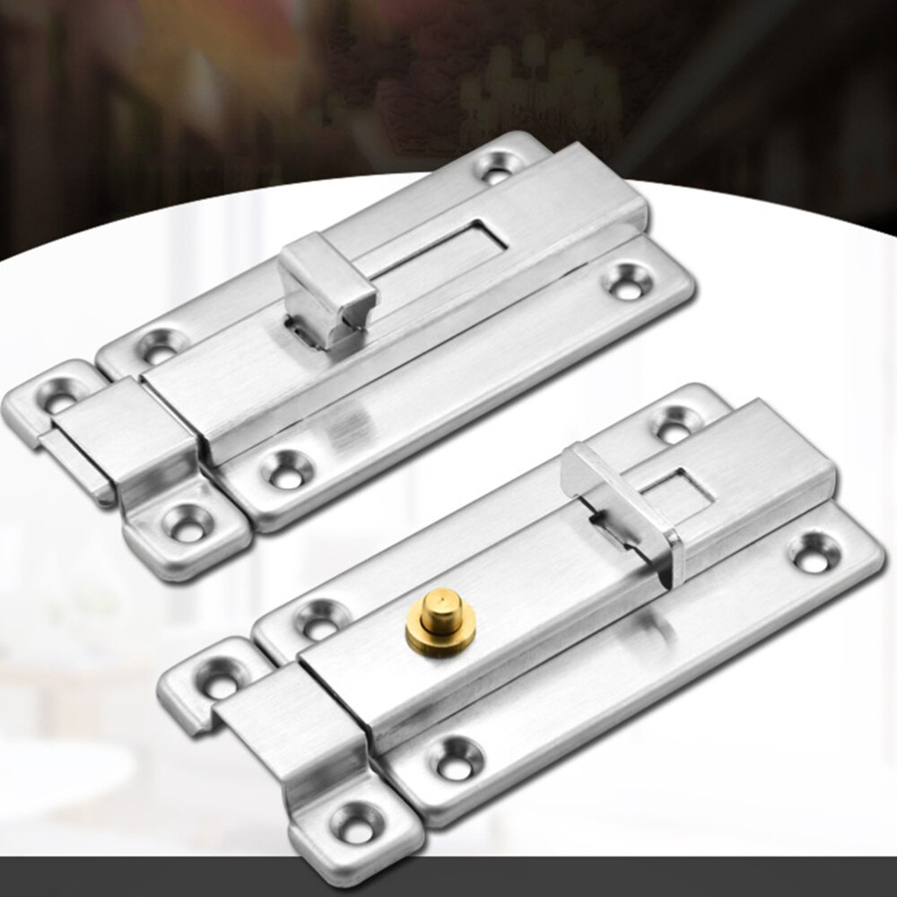 1PC Stainless Steel Door Durable Heavy Duty Automatic Spring Firm Brushed Texture Gate Lock Safety Door Lock