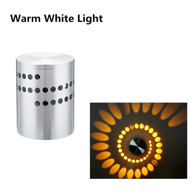 Rgb spiral hul førte væg lyseffekt væglampe med fjernbetjening farverig wandlamp til fest bar lobby ktv boligindretning: Varm hvid