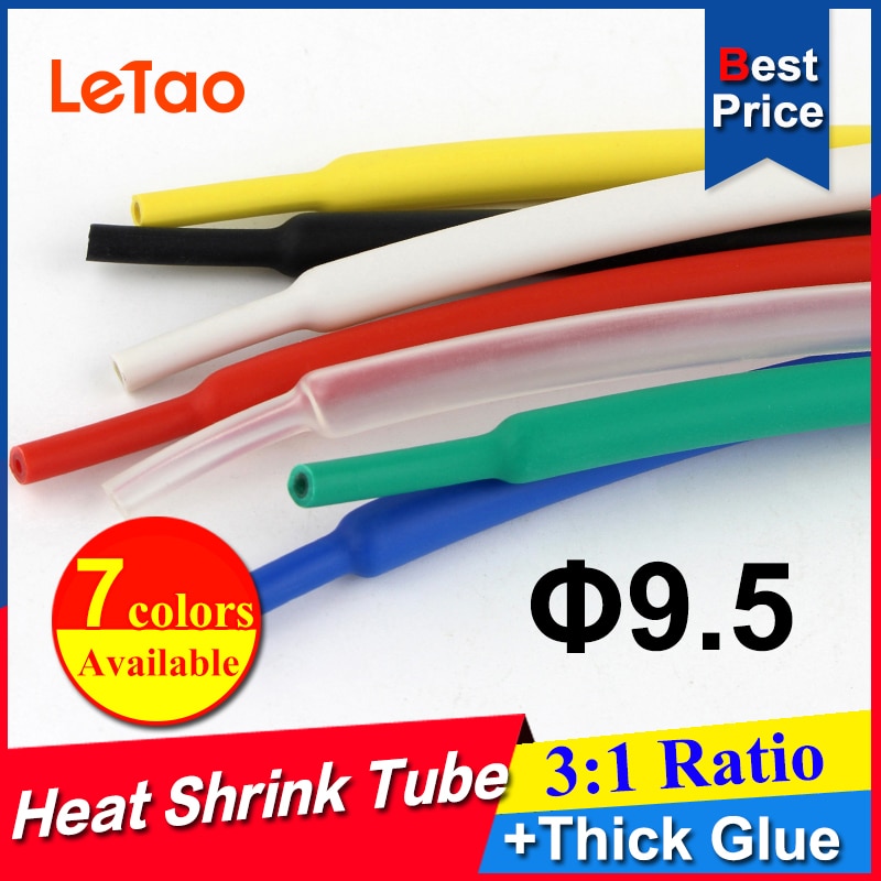 1.22Meter/lot 9.5mm Heat shrink Tube 3:1 Dual Wall Heatshink Tubing with Glue Adhesive Lined Wrap Wire kit Pls use by Heat Gun