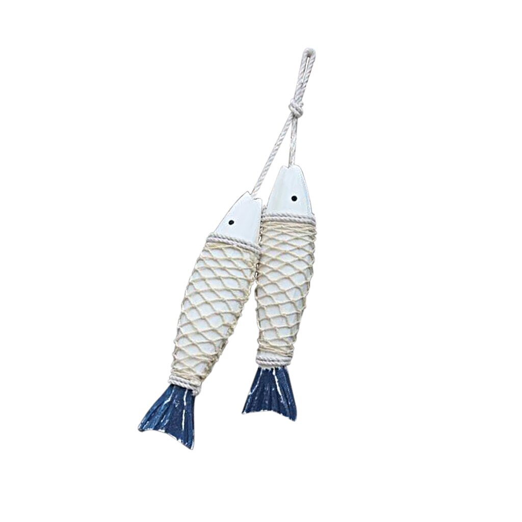 2xChic Coastal Hand Carved Hanging Wood Marine Fish Wall Art Room Decor L