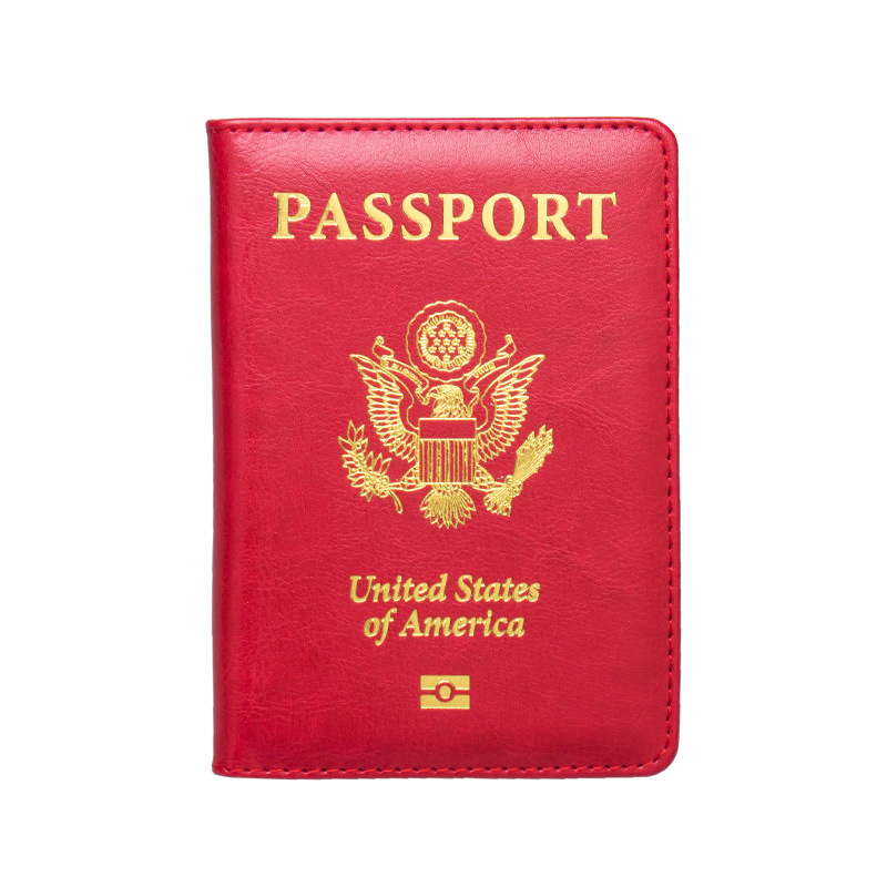 USA Paspoort Cover Roze Vrouwen Schattige Amerika Embleem Reizen Paspoorthouder SIM Meisjes Zachte PU Leer Paspoort Case: red