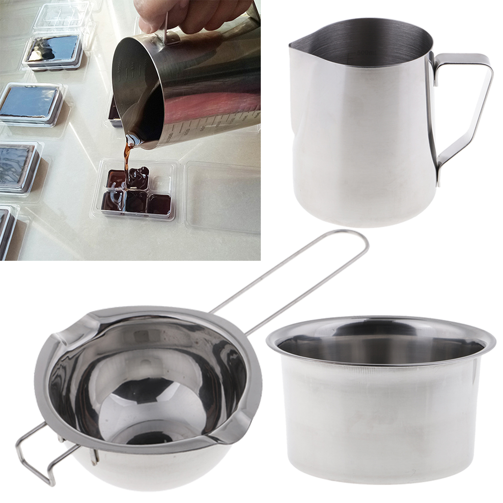 Olla doble de acero inoxidable para fundir Chocolate, dulces y velas (3 paquetes) multifuncional