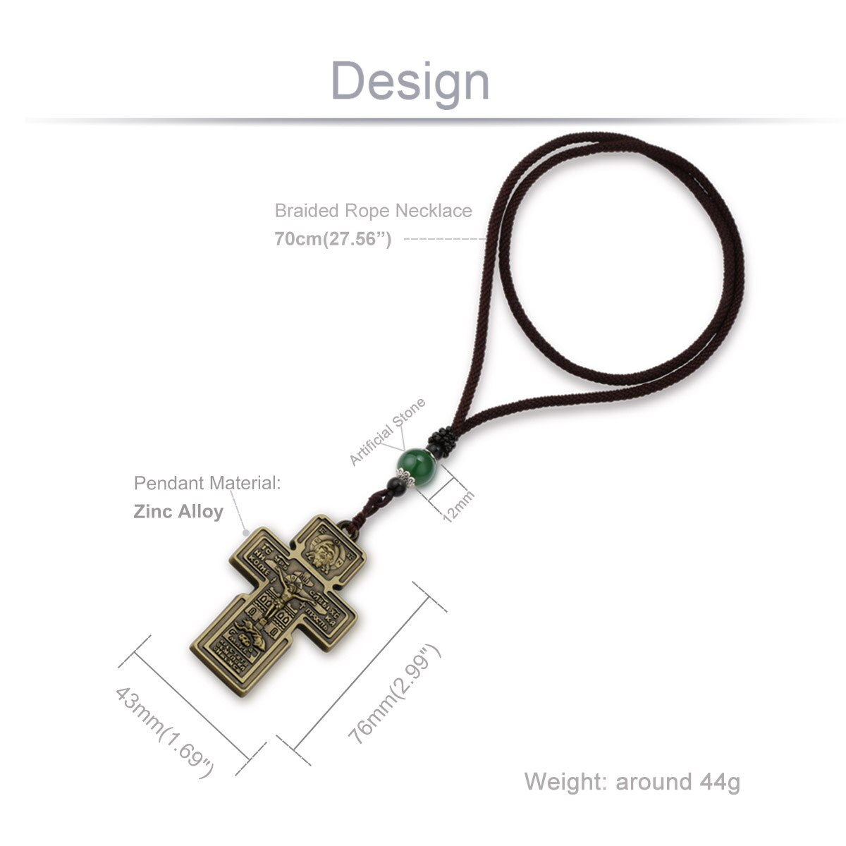 Orthodoxe Jezus Christus Kruis Hanger Kruisbeeld Pantocrator Christelijke Ketting Voor Mannen Gevlochten Touw Ketting Kerk Bid Sieraden