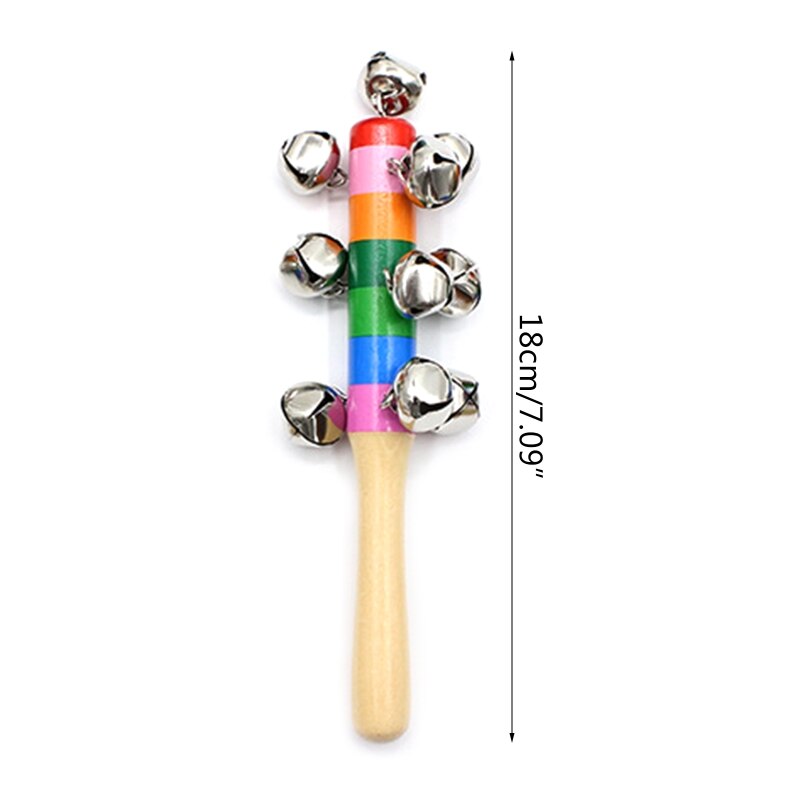 3pcs Hand Sleigh Bells Wooden Handle School Desk Ringbell for Wedding Decor 094C