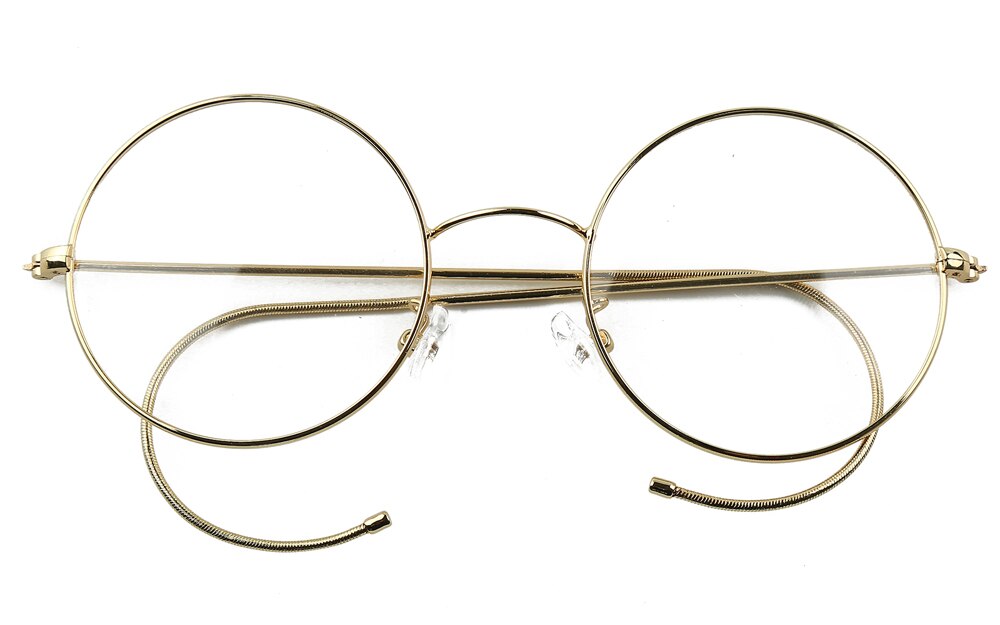 47mm Agstum Antique Vintage Round Glasses Wire Rim Eyeglasses Spectacles Prescription Optical Rx: Gold