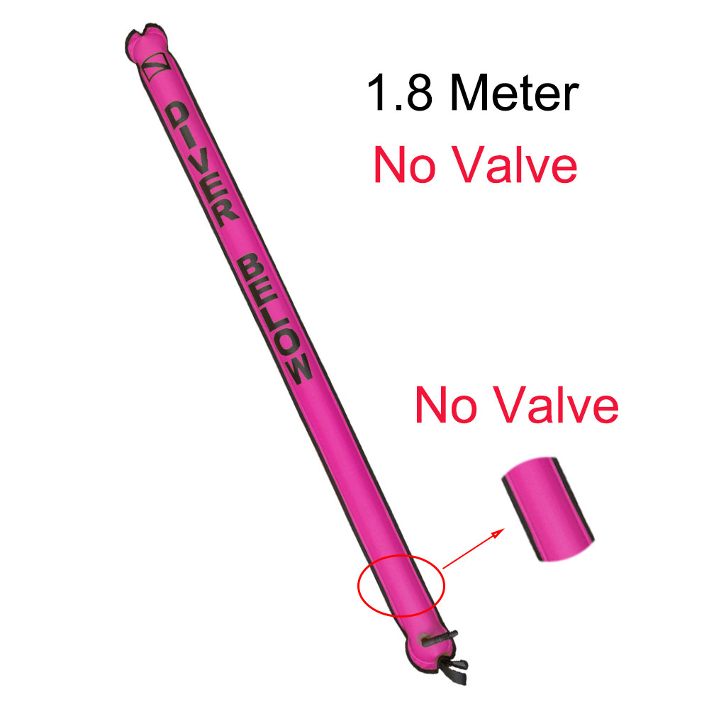 1.1M-1.8M Closed-End Scuba Diving Surface Marker Buoy SMB Drift Diving Ascending Signal Tube Safety Sausage for Wreck Snorkeling: 1.8M Pink No Valve