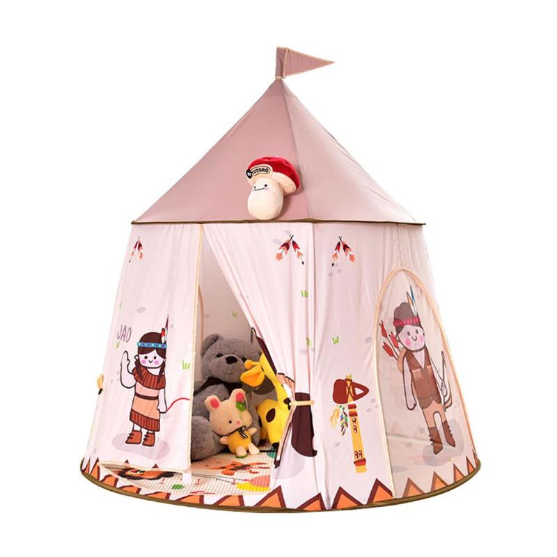 La Tenda del capretto Casa Portatile Castello Della Principessa 123*116 centimetri Regalo Appendere la Bandiera Dei Bambini Teepee Tenda Tenda del Gioco Di Compleanno Di Natale regalo