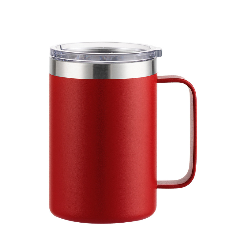 Nueva taza de café de acero inoxidable de doble pared, taza de té de 12oz y 16oz, 350ml, 450ml, termo aislado, tazas al vacío con mango: VIOLETA/Violeta / 401-500 ml