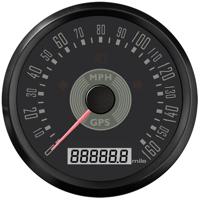 85mm Boat GPS Speedometer 0-160MPH With Turning Light For Marine Car Motorcycle: Classic-BN