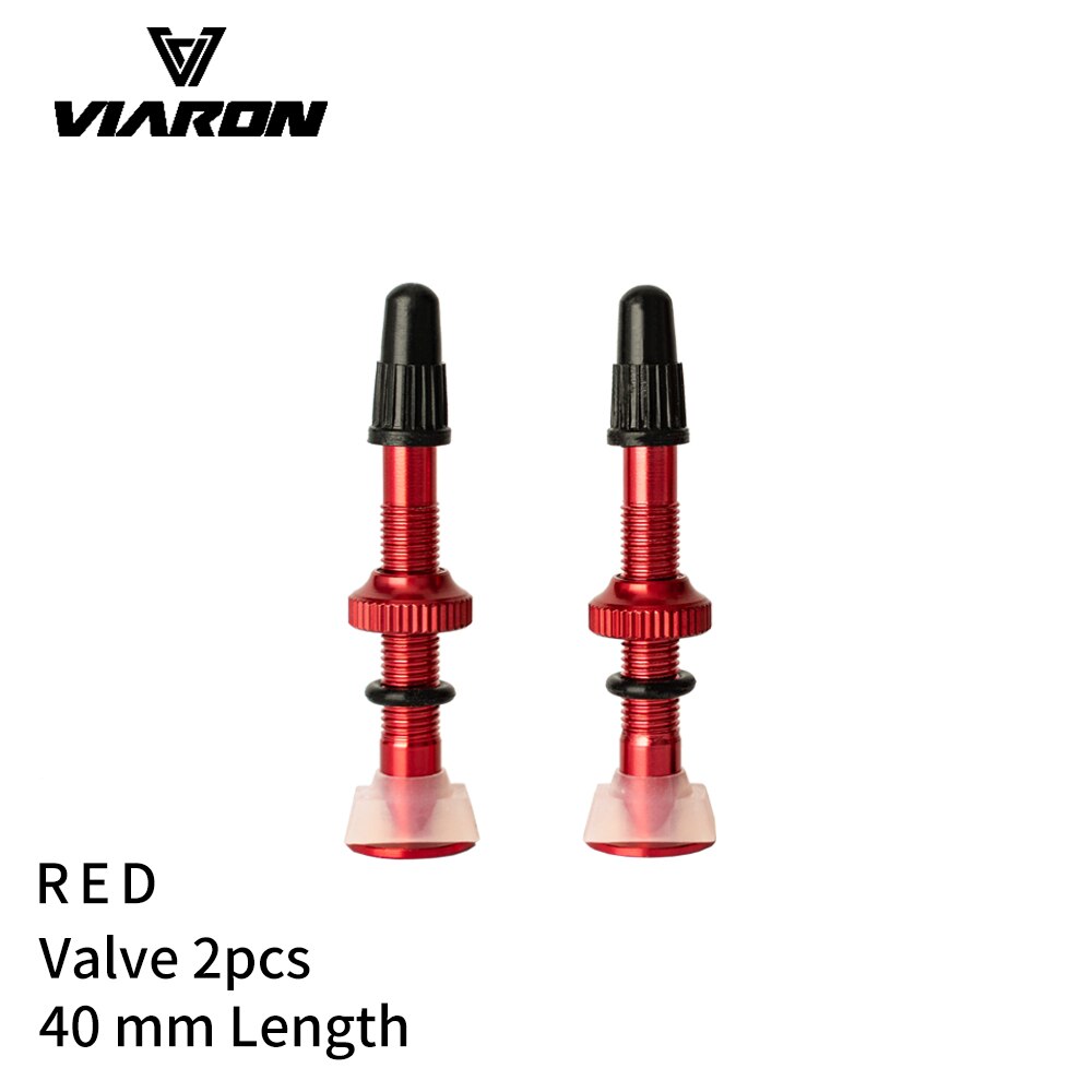 VIARON Bicycle Valve 40mm/60mm MTB Road Bike Tubeless Tires Conversion Anodize Aluminum Alloy Sealant Accessories: 40mm Red 2pcs