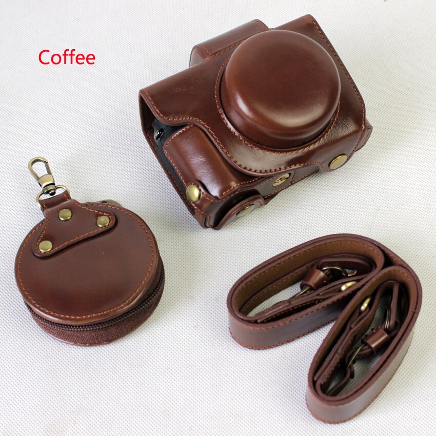 Etui en cuir PU housse de sac photo pour Canon PowerShot G1 X Mark III G1X Mark3 G1XIII G1X3 avec ouverture de batterie inférieure