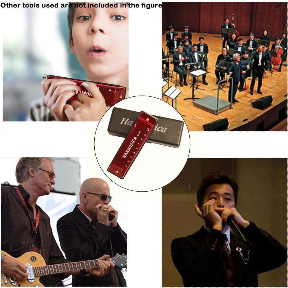 Armónica con núcleo de cobre de aleación de titanio para estudiantes, armónica con agujero en C, ideal para principiantes en Navidad, con 10 cajas, diámetro de almacenamiento de , 1 unidad, P7O8