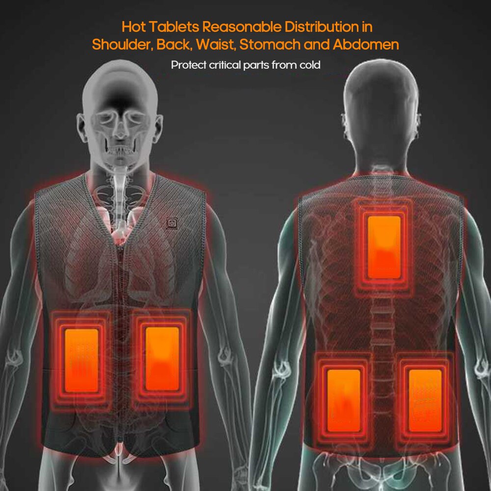 Outdoor Heated Jacket Heating Vest Hiking Clothing USB Charging Intelligent Electric Heated Vest Heating Clothes Submersible