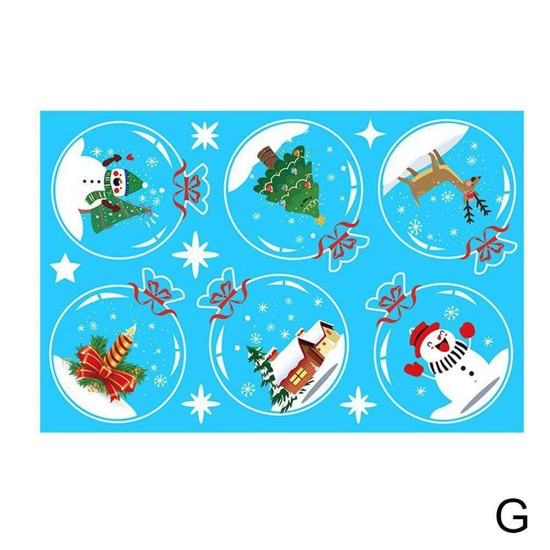 Merry Christmas Window Wall Sticker Santa Claus Deer Glass Window Xmas Static Sticker 2022 Year Decals Home Decoration: G