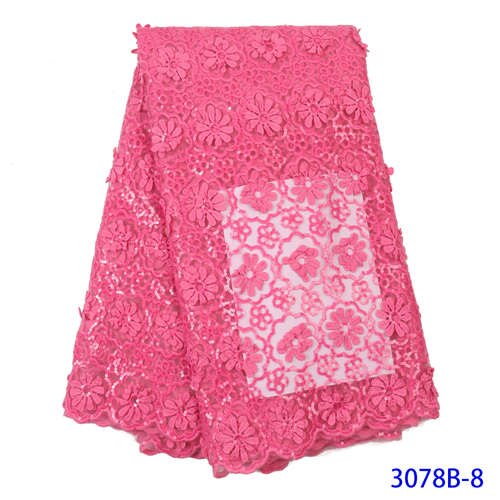 Franse Mesh Kant Stof Afrikaanse Kant Stof Nigeriaanse Veters Stoffen met Pailletten voor Jurken KS3078B: Picture 8