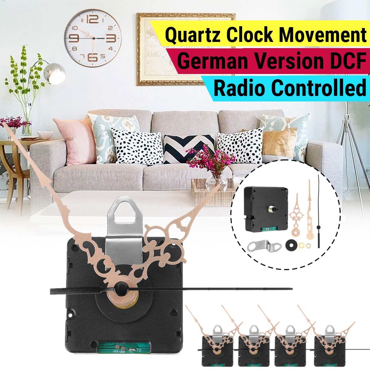 1/2/5/10x Quartz Clock Atomic Radio Controlled Silent Clock Movement DIY Kit Germany DCF Signal HR9403 Model Just for European: 5PCS