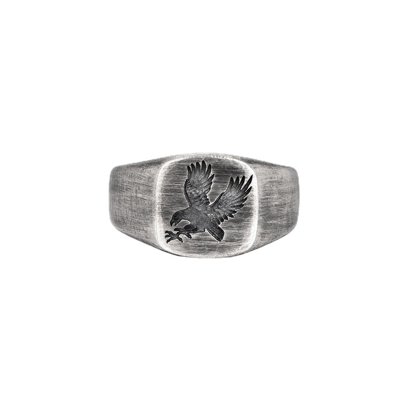 Anello con motivo aquila di personalità Accessori per dito indice maschile Anello in argento sterling 925 alla moda di dimensioni aperte per il regalo del fidanzato