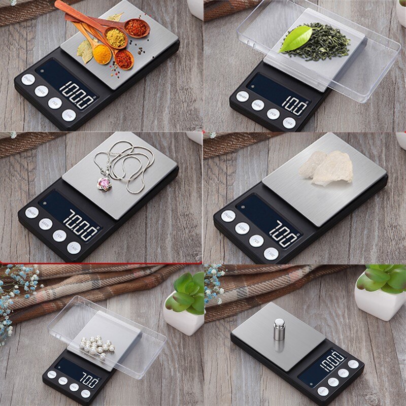 500g/0.1g 200g/0.01g Digital Scale Balance Weighing Scale Electronic kitchen scale with tray Stainless Steel Jewelry 40% off