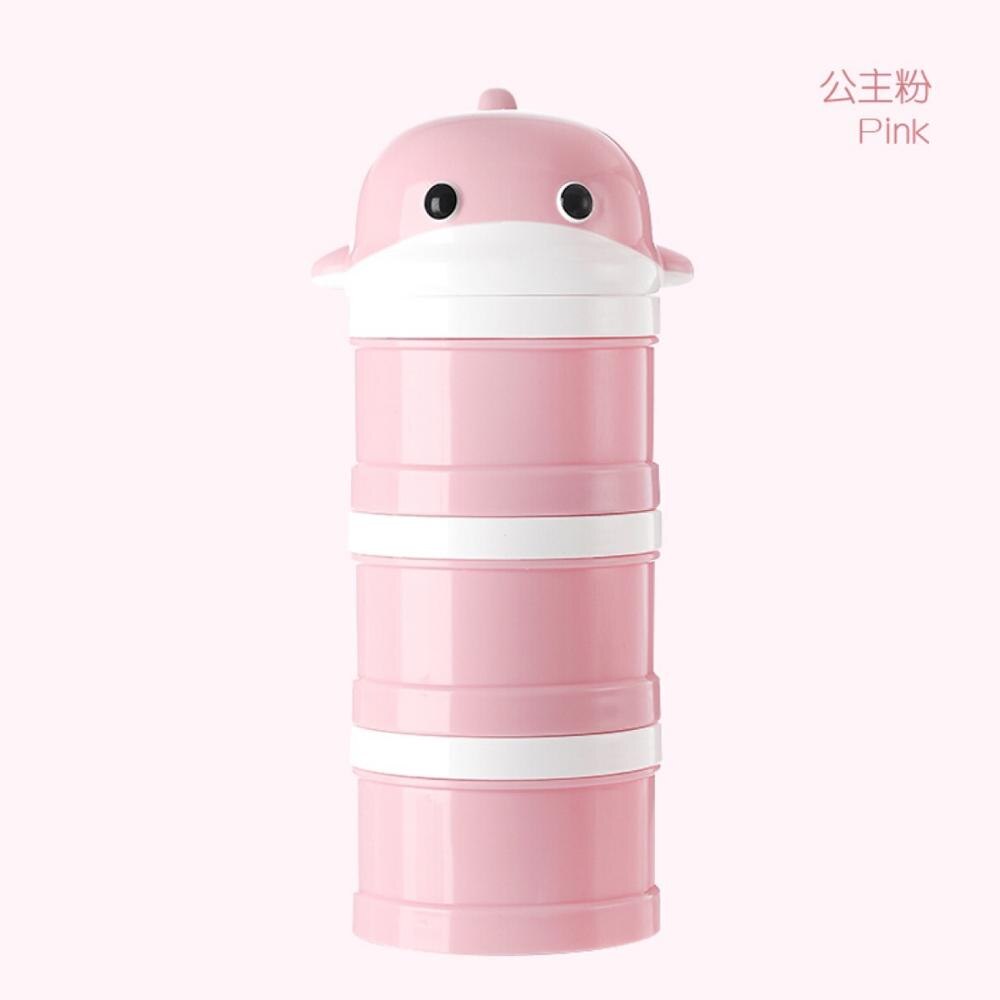 3 layer Elephant Whale Style Portable Baby Food Storage Box Essential Cereal Cartoon Milk Powder Box Toddle Kids Milk Container: Whale Pink