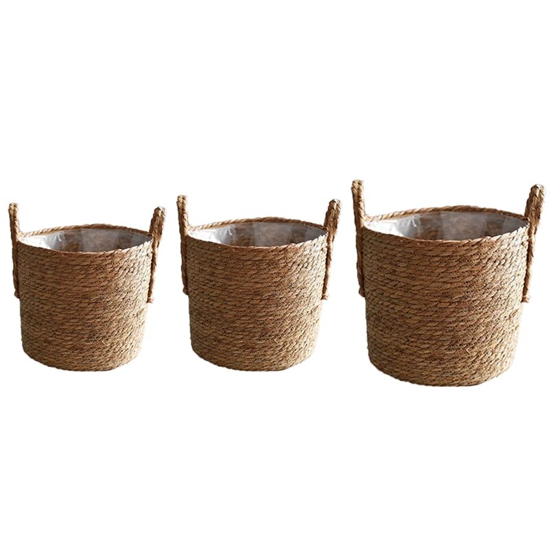 3 Pack Pflanzer Korb mit Griffen, Blumentöpfe Anlage Container für Pflanze, Blume in drinnen oder draussen