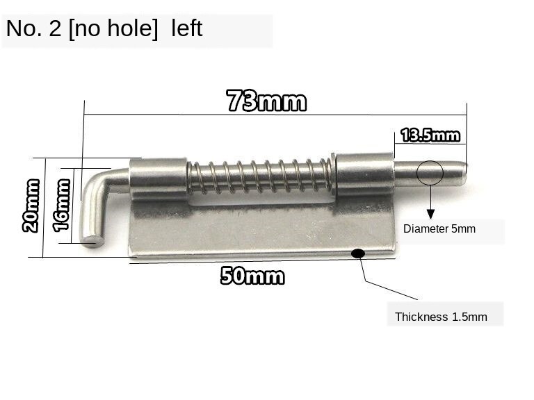 Spring Bolts Latch Hardware Stainless Steel 304 Cabinet Industrial Flat Welding Distribution: 2-No Hole-L