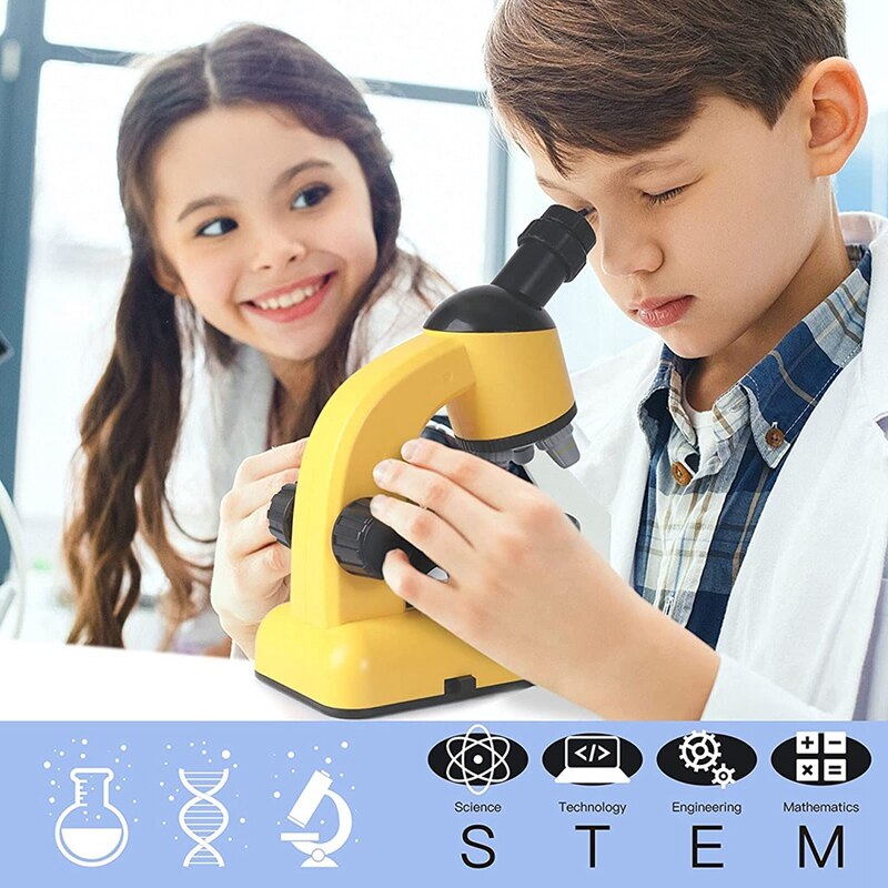 Kit de Microscope pour enfants de 8 à 12 ans, Kits de Science pour enfants, grossissement LED 40X-1200X, pour débutants garçons filles