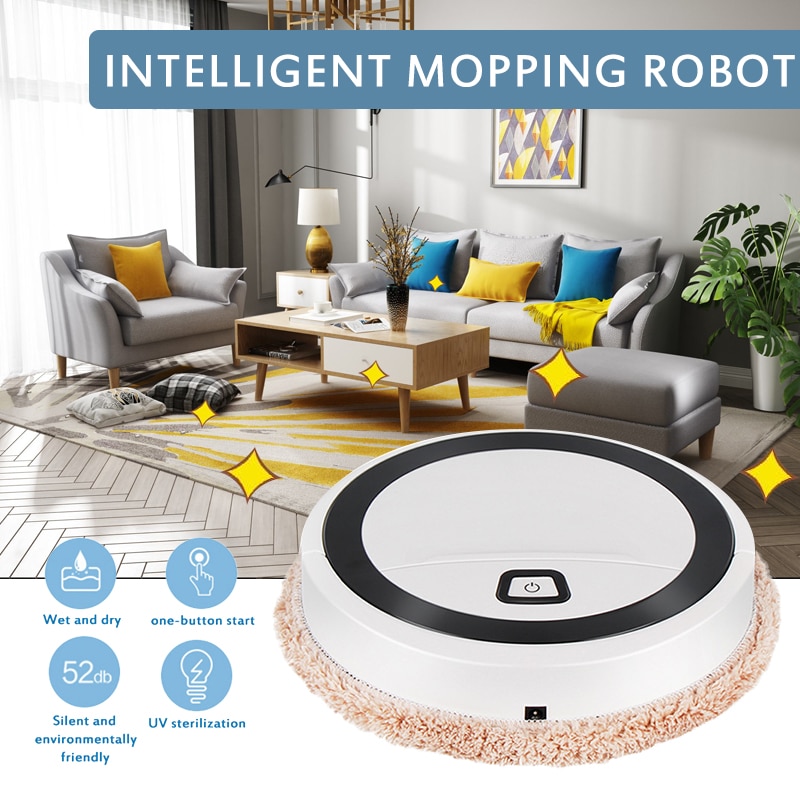 Helautomatisk usb laddmopp smart robot moppare renare uv sterilisering hushålls kvastmaskin golv robot magisk kvast